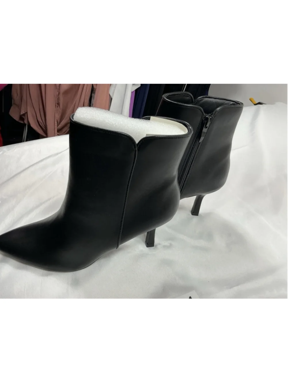Womans New Stiletto Ankle Boots 9 Black Side Zip Pointed Toe